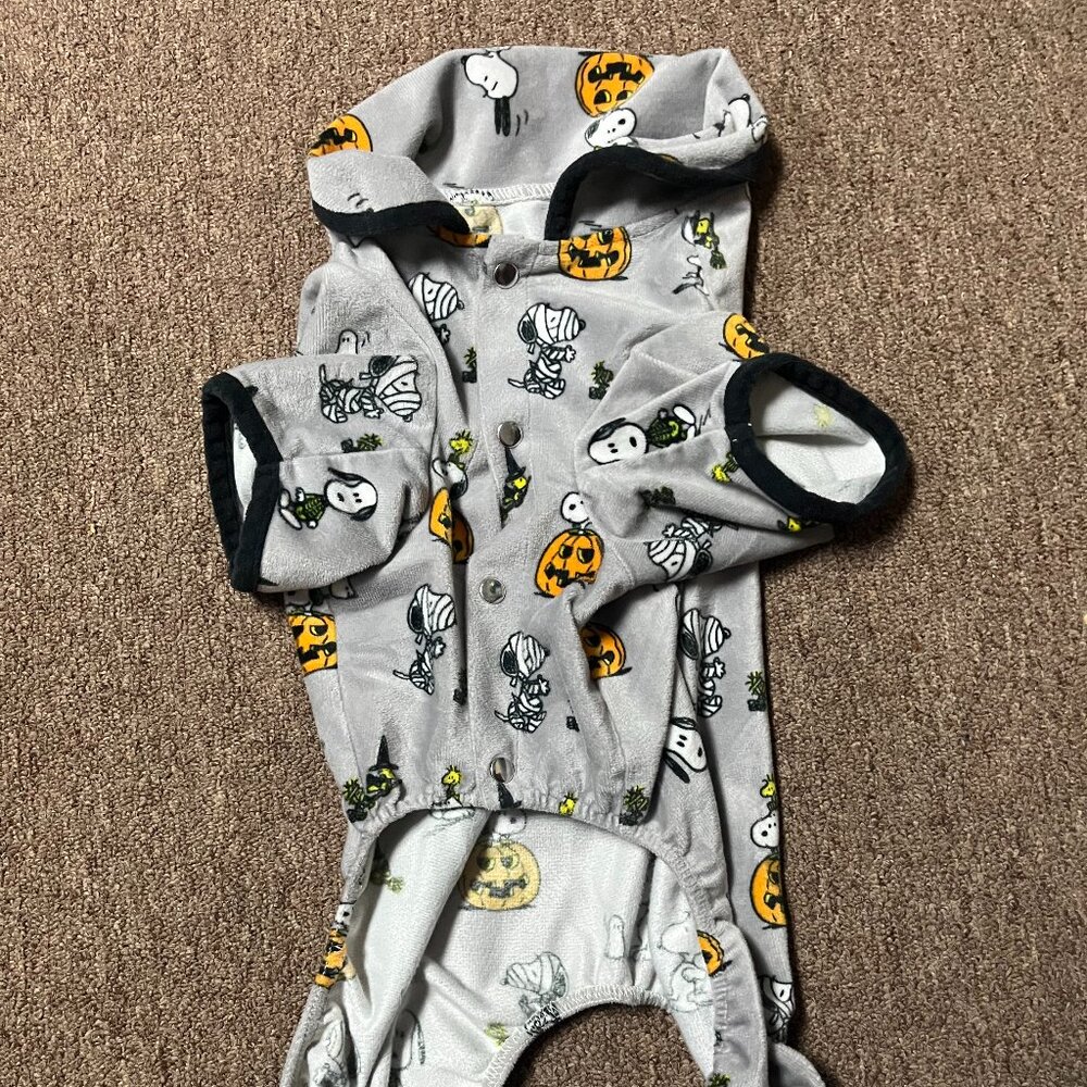 HALLOWEEN PEANUTS SNOOPY WOODSTOCK FLEECE DOG 19-25 LBS OUTFIT